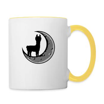 Moon Lama Silhouette - Contrasting Mug - white/yellow - Right