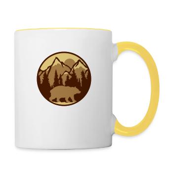 Mountains Forest Bear - Contrasting Mug - white/yellow - Right