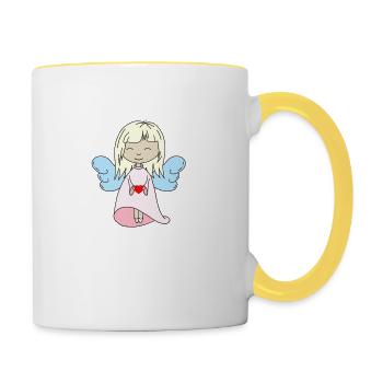 Ange avec cœur - Mug contrasté - blanc/jaune - Droite