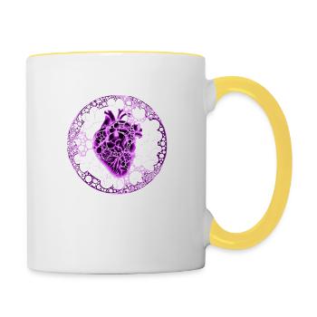 Coeur ,Sphère, Violet - Mug contrasté - blanc/jaune - Droite