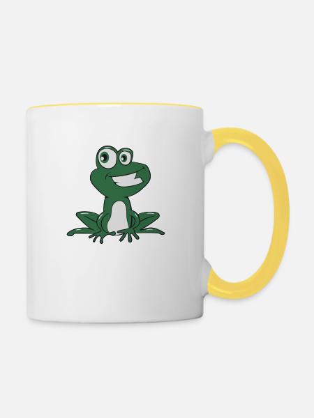 Frosch Wasser Teich - Tasse zweifarbig - Weiß/Gelb