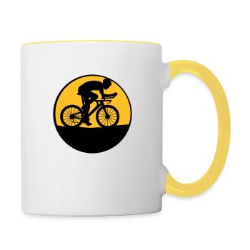 Motard de lune de nuit - Mug contrasté - blanc/jaune - Droite