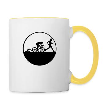 Sport Mond Triathlon - Tasse zweifarbig - Weiß/Gelb - Rechts