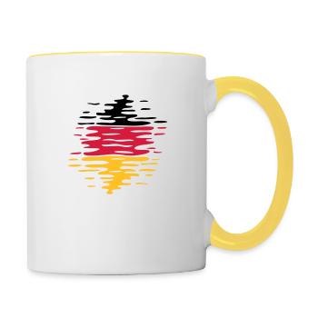 Germany Flag Waves - Contrasting Mug - white/yellow - Right