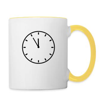 Uhrzeit 5 vor - Tasse zweifarbig - Weiß/Gelb - Rechts