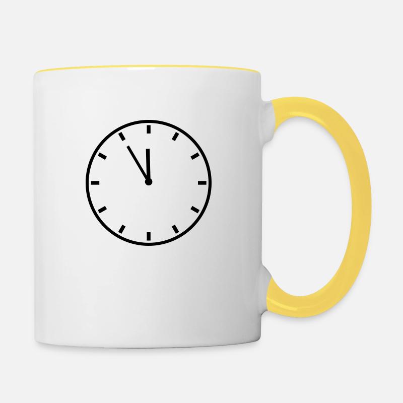 Uhrzeit 5 vor - Tasse zweifarbig - Weiß/Gelb