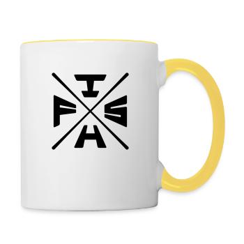 X Text Fish - Tasse zweifarbig - Weiß/Gelb - Rechts