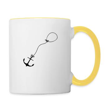 Vol en ballon d’ancre - Mug contrasté - blanc/jaune - Droite