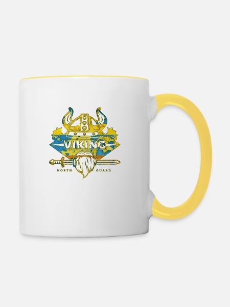 Skandinavischer Wikinger - Tasse zweifarbig - Weiß/Gelb