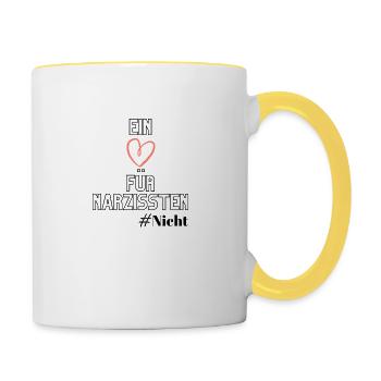 Ein Herz für Narzissten #nicht - Tasse zweifarbig - Weiß/Gelb - Rechts