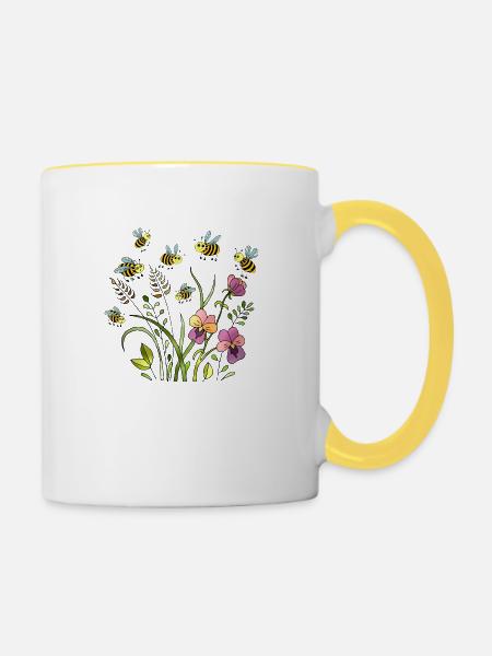 Insekten - Tasse zweifarbig - Weiß/Gelb