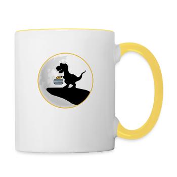 curling curling curlingdino curling stone - Contrasting Mug - white/yellow - Right