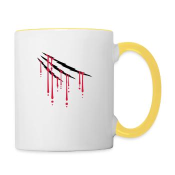 Drops of blood scratches - Contrasting Mug - white/yellow - Right