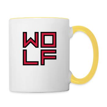 Inner Wolf Logo - Contrasting Mug - white/yellow - Right