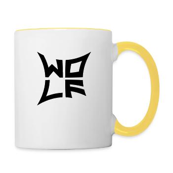 Wild Wolf Logo - Contrasting Mug - white/yellow - Right