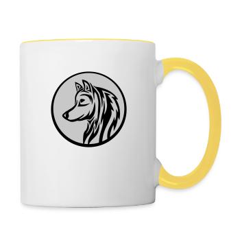 Round Wolf Tattoo - Contrasting Mug - white/yellow - Right