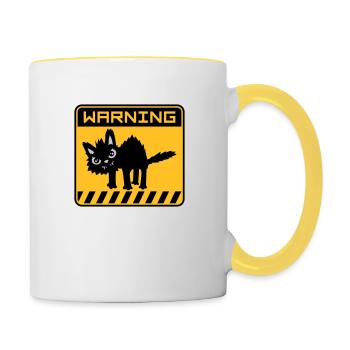 Warning dangerous cat - Contrasting Mug - white/yellow - Right