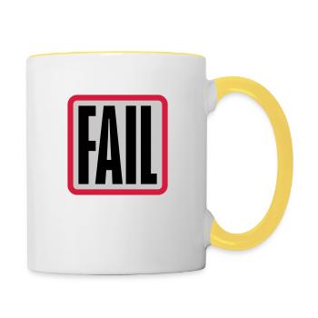 Logo d’échec du bouton - Mug contrasté - blanc/jaune - Droite