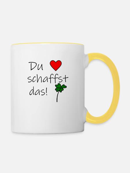 Du schaffst das - Tasse zweifarbig - Weiß/Gelb