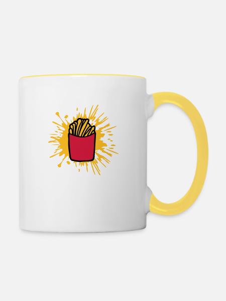 Farbklecks Pommes Frites - Tasse zweifarbig - Weiß/Gelb