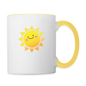 Comic Sonne Sonnenschein Sonnenlicht fröhliches So - Tasse zweifarbig - Weiß/Gelb - Rechts