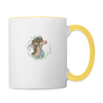 Ein Natürlich schöner Drache - Tasse zweifarbig - Weiß/Gelb - Rechts