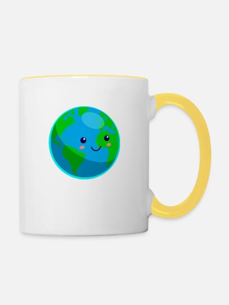 Earth - Tasse zweifarbig - Weiß/Gelb