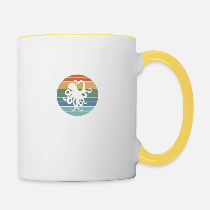 Octopus Retro - Tasse zweifarbig - Weiß/Gelb