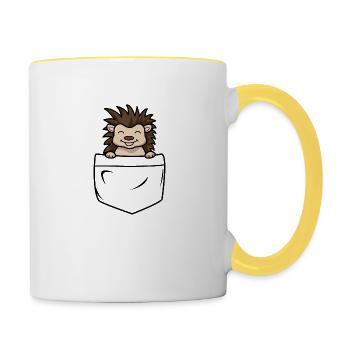 Hérisson dans votre poche - Mug contrasté - blanc/jaune - Droite