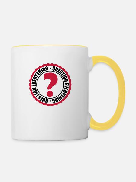 Question Everything Stempel - Tasse zweifarbig - Weiß/Gelb