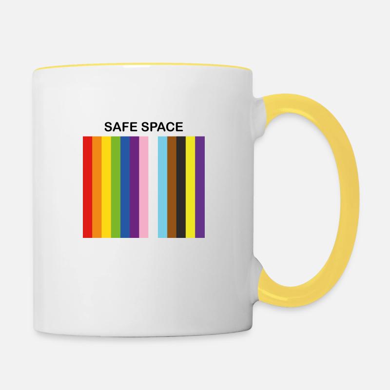 LBGTQIA Safe Space pride ally - Contrasting Mug - white/yellow