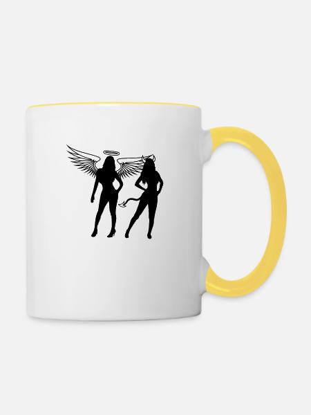 Team Engel Teufel - Tasse zweifarbig - Weiß/Gelb