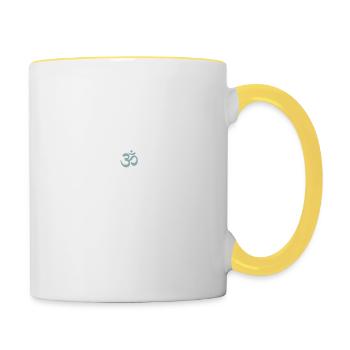 om chakra yoga mint white mandala - Contrasting Mug - white/yellow - Right