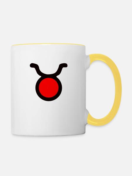 Astrologisches Symbol Taurus - Tasse zweifarbig - Weiß/Gelb