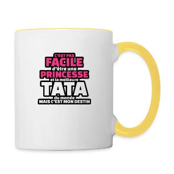 pas facile etre princesse et meilleure tata monde - Mug contrasté - blanc/jaune - Droite