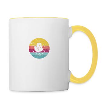 Badeente Gummiente Retro - Tasse zweifarbig - Weiß/Gelb - Rechts