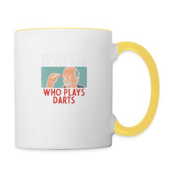 Darts Dart Player Sayings - Contrasting Mug - white/yellow - Right