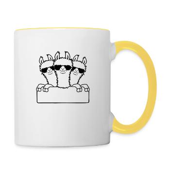 Bouclier des amis de l’équipe Lamas - Mug contrasté - blanc/jaune - Droite