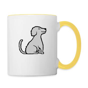 Happy seated good dog - Contrasting Mug - white/yellow - Right