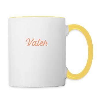 Mein Vater ist der schwerpunkt - Tasse zweifarbig - Weiß/Gelb - Rechts