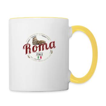 Rome Italy Colosseum Vintage Souvenir - Contrasting Mug - white/yellow - Right