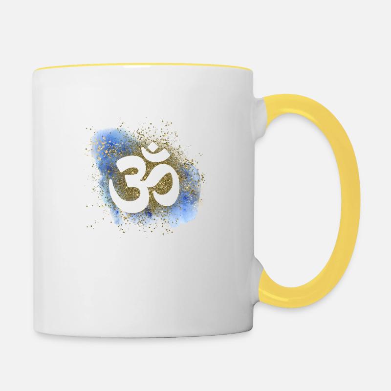 OM Signe Or Éléments d’eau Chakra - Mug contrasté - blanc/jaune