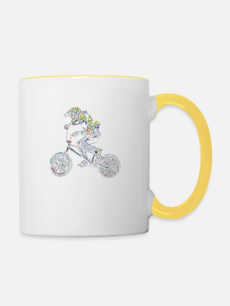 BMX - Tasse zweifarbig - Weiß/Gelb