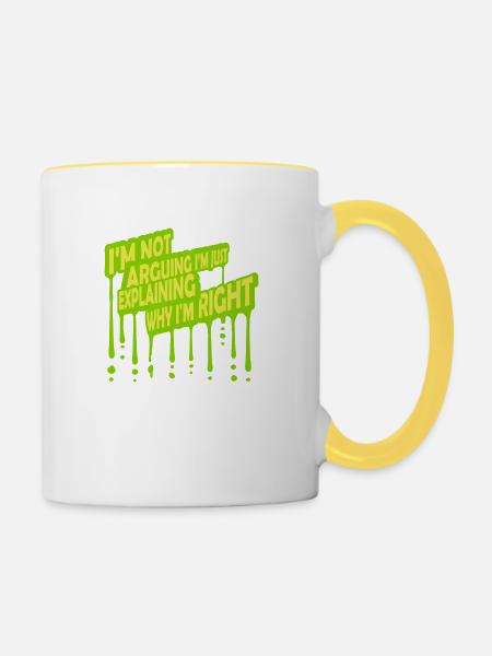 I m not arguing - Tasse zweifarbig - Weiß/Gelb
