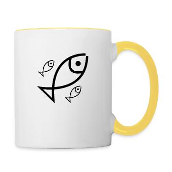 Fisch - Tasse zweifarbig - Weiß/Gelb - Rechts