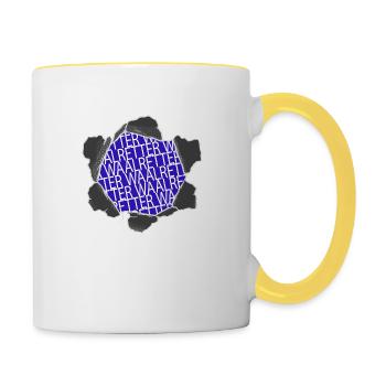 wasser cool veganerin geschenk katze angler - Tasse zweifarbig - Weiß/Gelb - Rechts