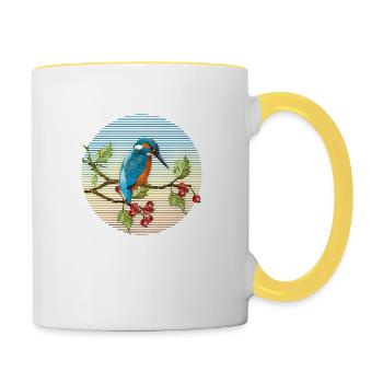 Colorful bird - Contrasting Mug - white/yellow - Right