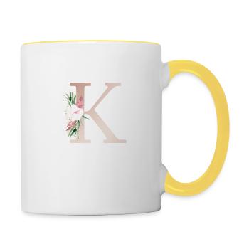 Customizable Monogram K Floral - Contrasting Mug - white/yellow - Right