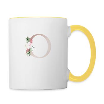 Monogramme personnalisable O Floral - Mug contrasté - blanc/jaune - Droite