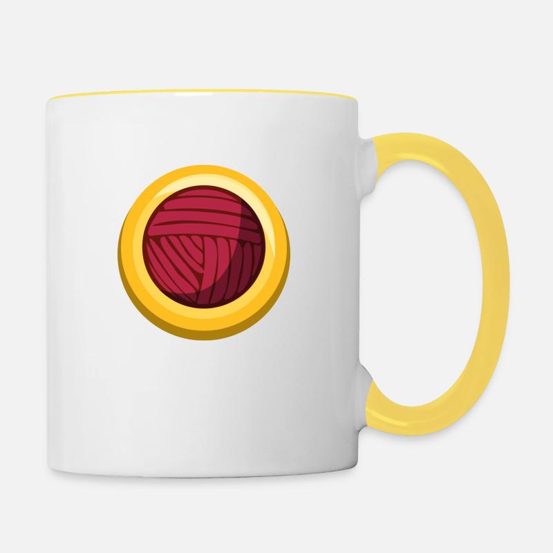 Wollknäul Sticker Sewing Icon - Contrasting Mug - white/yellow